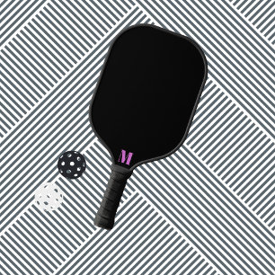 Raquette De Pickleball Funk orchidée pourpre et Monogramme moderne noir