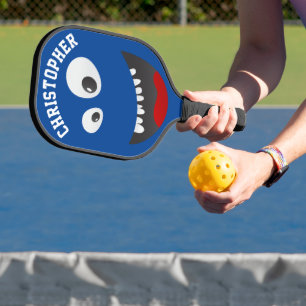 Raquette De Pickleball Funny Blue Effrayant Visage Nouveauté Nom personna