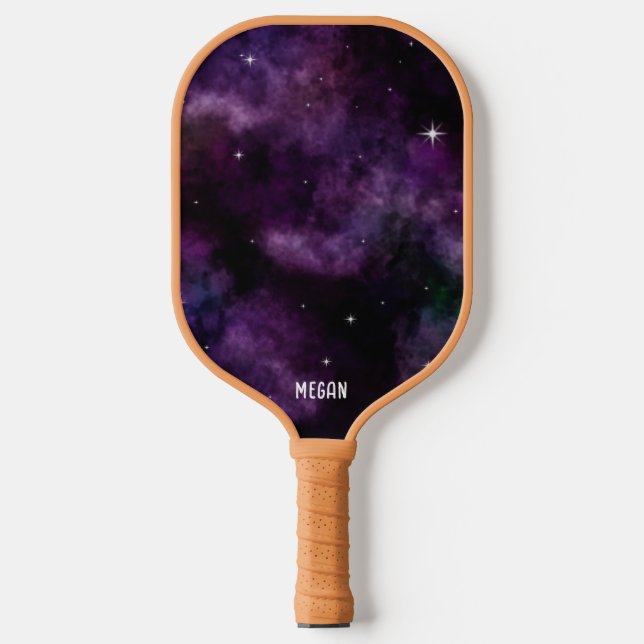 Raquette De Pickleball Galaxie violette moderne Nebula Nom personnalisé (Recto)