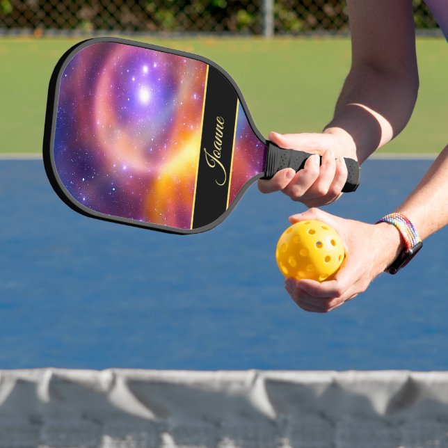 Raquette De Pickleball Galaxy Abstrait Stars Gaz cosmiques Votre nom (Insitu)