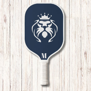 Raquette De Pickleball Galaxy Blue et White King Lion Moderne Monogramme