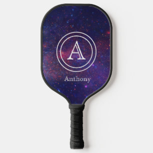 Raquette De Pickleball Galaxy Nebula Cool Marine bleu Monogramme personna