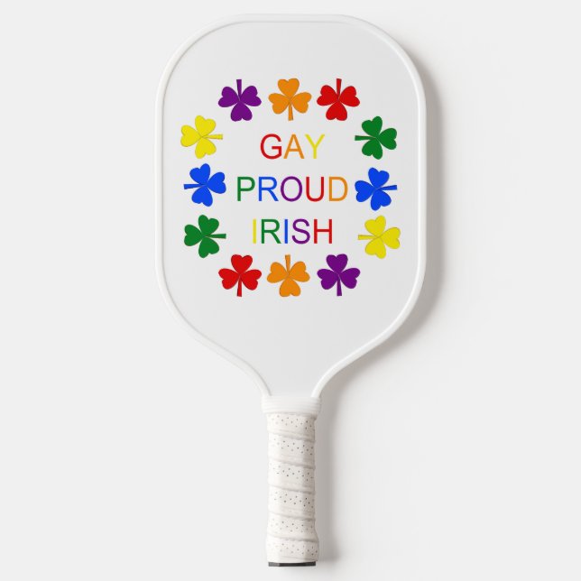 Raquette De Pickleball Gay Fier Irlandais LGBT Rainbow Shamrocks (Recto)