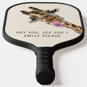 Raquette De Pickleball Girafe Tongue Out Jouer Pickleball Paddle Smile