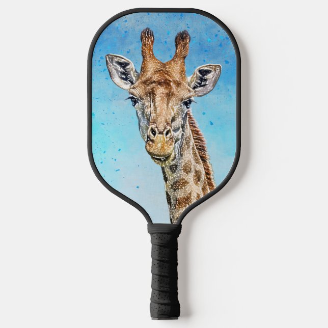 Raquette De Pickleball Giraffe curieuse avec Ciel de Confetti Bleu (Recto)