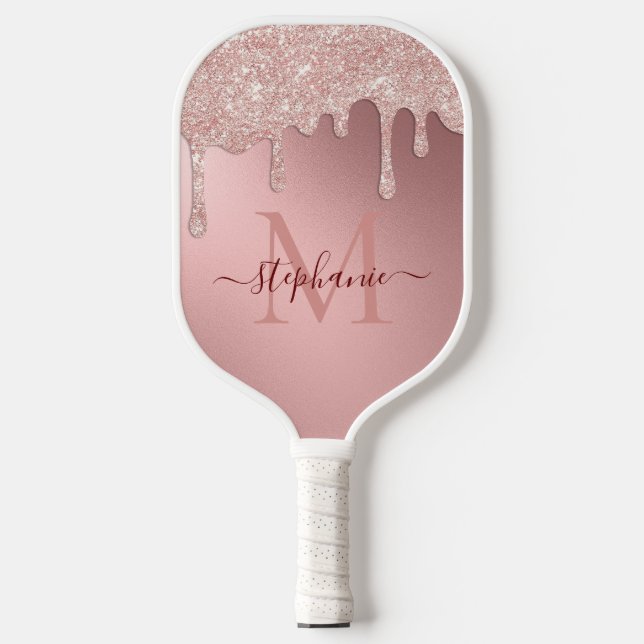 Raquette De Pickleball Glam Blush Parties scintillant rose goutte d'huile (Recto)