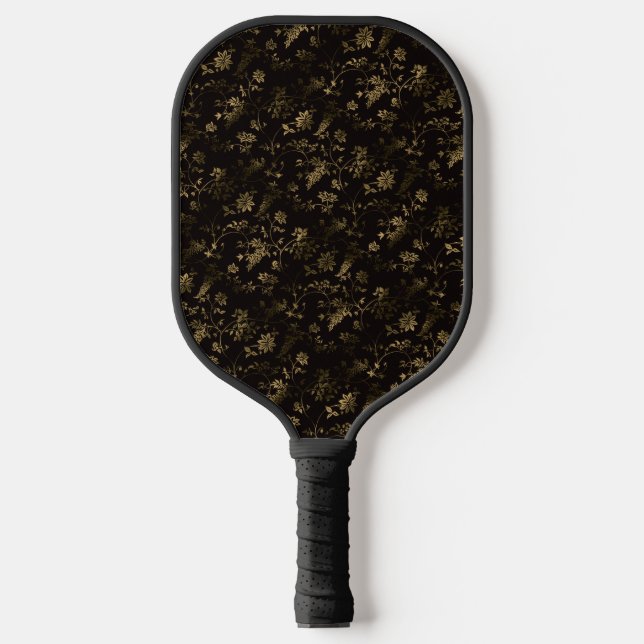 Raquette De Pickleball Glam or feuille motif brun (Recto)