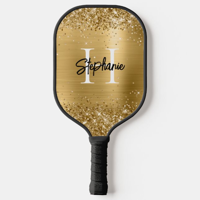 Raquette De Pickleball Glitterie or huile monogramme (Verso)