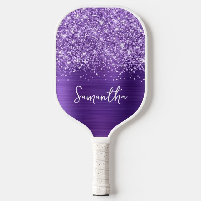Raquette De Pickleball Glittery Amethyst Purple Glam Nom (Recto)