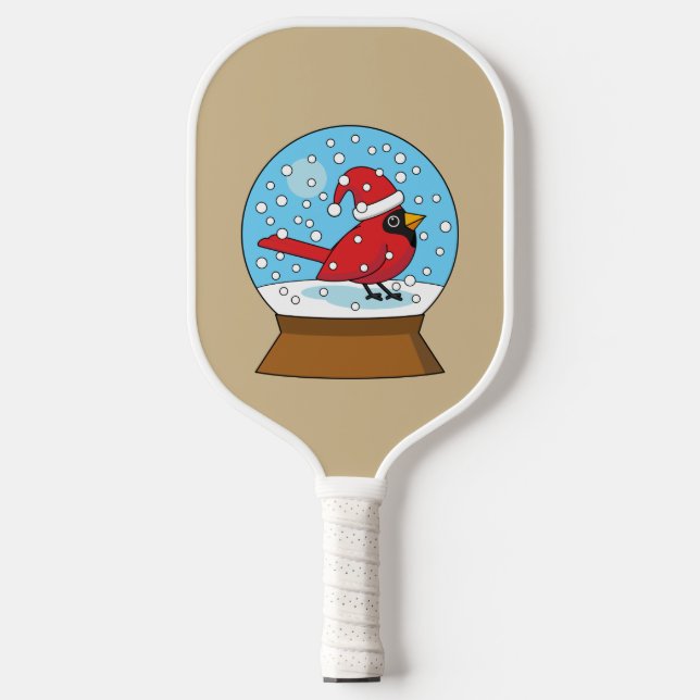 Raquette De Pickleball Globe des neiges avec cardinal rouge mignon (Recto)