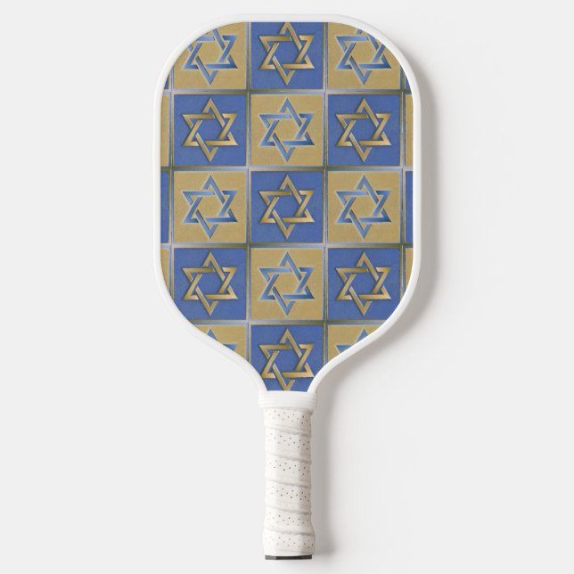Raquette De Pickleball Gold Blue Star de David Art Panels (Recto)