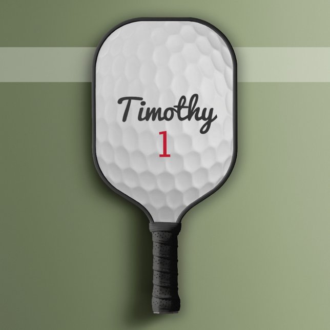 Raquette De Pickleball Golf Ball Dimples et Black Name Red Number (Custom Pickleball Paddle)