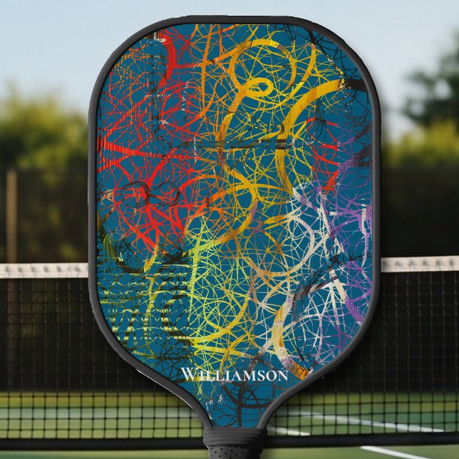 Raquette De Pickleball Graffiti fou Pollak à l'air bleu ardoise (Créateur téléchargé)