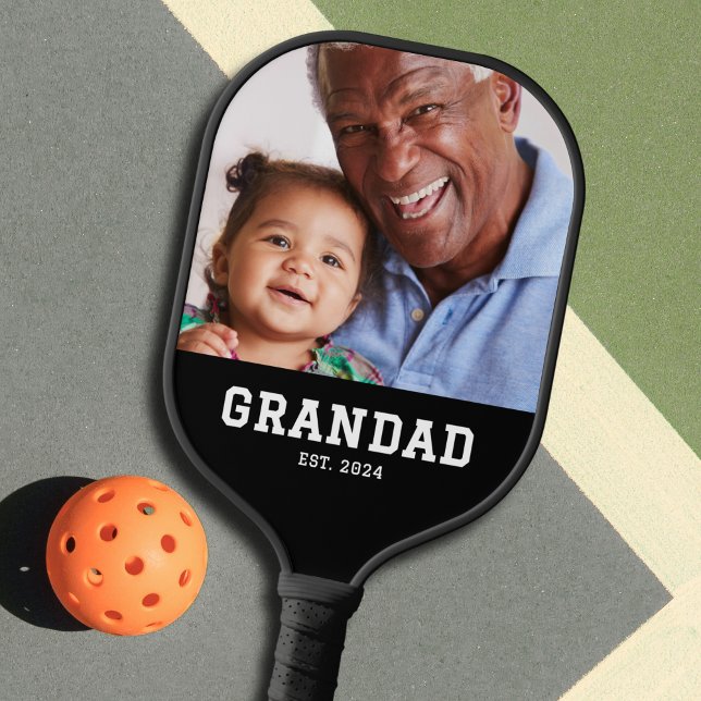 Raquette De Pickleball Grandad Established Fun Bold Photo (Créateur téléchargé)