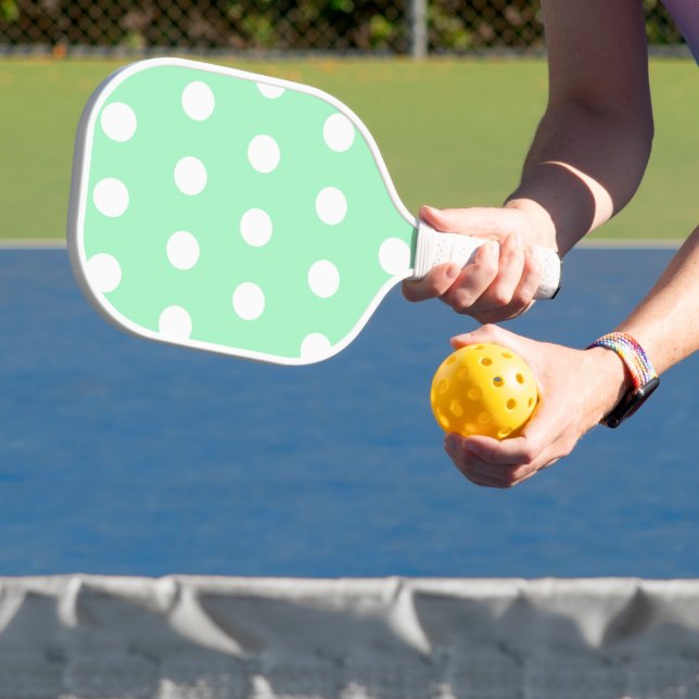 Raquette De Pickleball Green Poka Dots (Insitu)