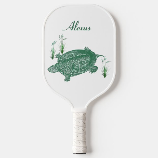 Raquette De Pickleball Green Sea Turtle Nom personnel (Recto)