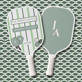 Raquette De Pickleball Green Stripes Perfect Match Couples 