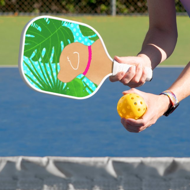 Raquette De Pickleball Green Tropical Island Chien jaune Pickleball Paddl (Insitu)