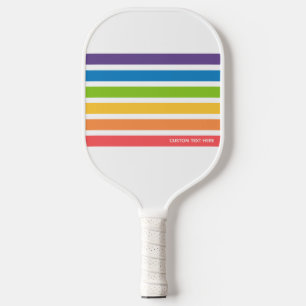 Raquette De Pickleball Grilles arc-en-ciel colorées Retro Texte personnal