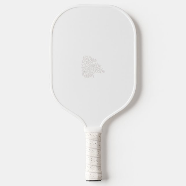 Raquette De Pickleball Gris pâle, Lait Blanc, design floral (Recto)