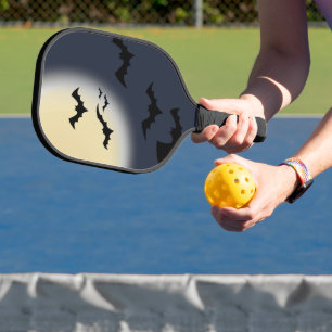 Raquette De Pickleball Halloween pleine lune avec chauves-souris