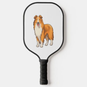 Raquette De Pickleball Happy Cartoon Rough Collie