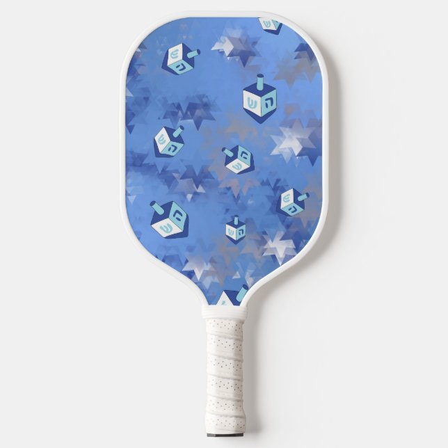 Raquette De Pickleball Happy Hanoukka Falling Stars and Dreidels (Recto)