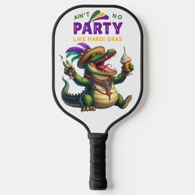 Raquette De Pickleball Heureux Mardi Gras Alligator (Recto)
