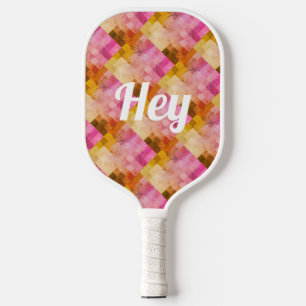 Raquette De Pickleball Hey Pink Watercolor Motif géométrique
