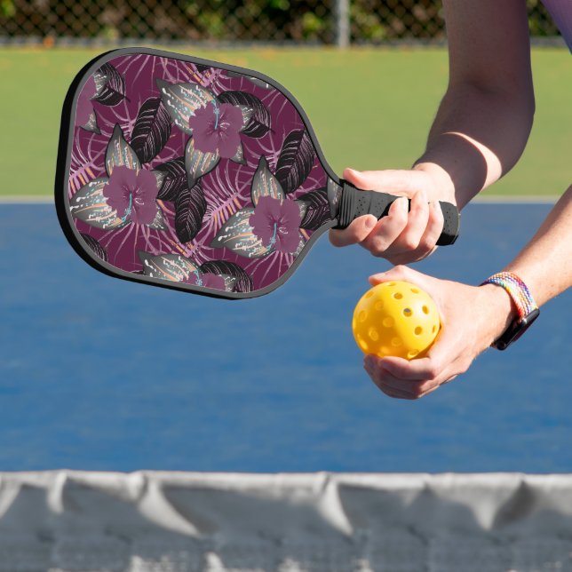Raquette De Pickleball Hibiscus floral de Bourgogne tropicale (Insitu)