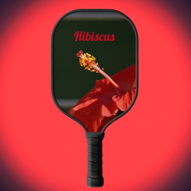 Raquette De Pickleball Hibiscus rouge tropical Floral noir (Créateur téléchargé)