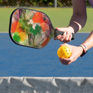 Raquette De Pickleball Hip Colorful Grunge Style Brushstrokies Art Motif