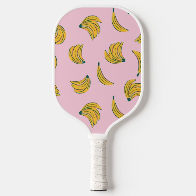 Raquette De Pickleball Hipster Motif de banane rose et jaune (Recto)