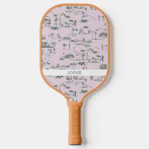 Raquette De Pickleball Hollywood Toile de Jouy Pink Green
