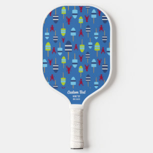 Raquette De Pickleball Homard Rouge Nautique Et Bouée Motif Texte Personn
