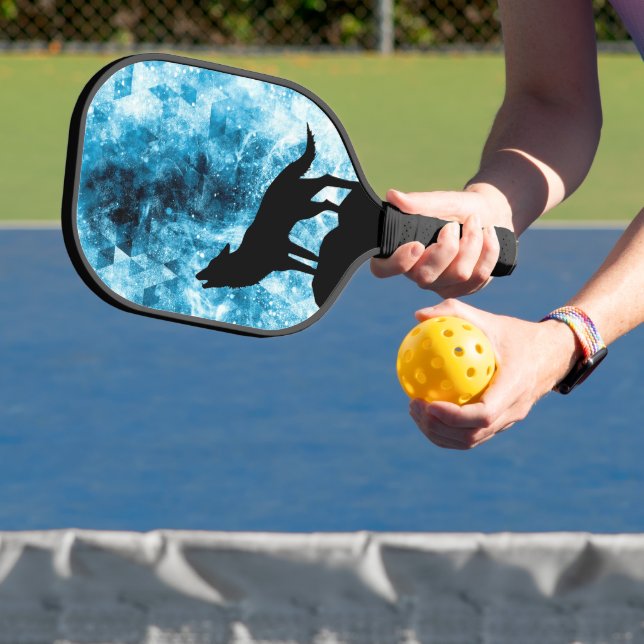 Raquette De Pickleball Howling Wolf Hiver neige bleue fumée Abstraite (Insitu)