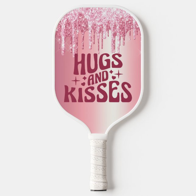 RAQUETTE DE PICKLEBALL HUGS & KISSES VALENTINE'S PINK PARTIES SCINTILLANT (Recto)
