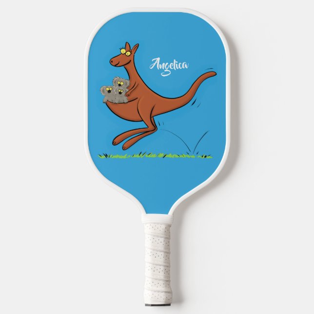 Raquette De Pickleball Illustration de dessin animé Cute kangaroo et koal (Recto)