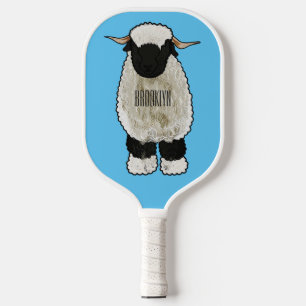 Raquette De Pickleball Illustration de la caricature de mouton Valais Bla
