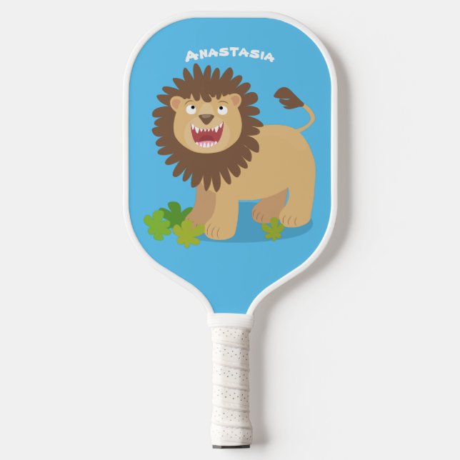 Raquette De Pickleball Illustration de l'effervescence de lions heureux (Recto)