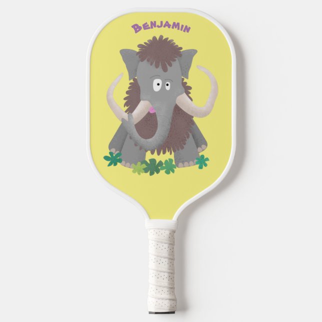 Raquette De Pickleball Illustration drôle de mammouth laineux (Recto)