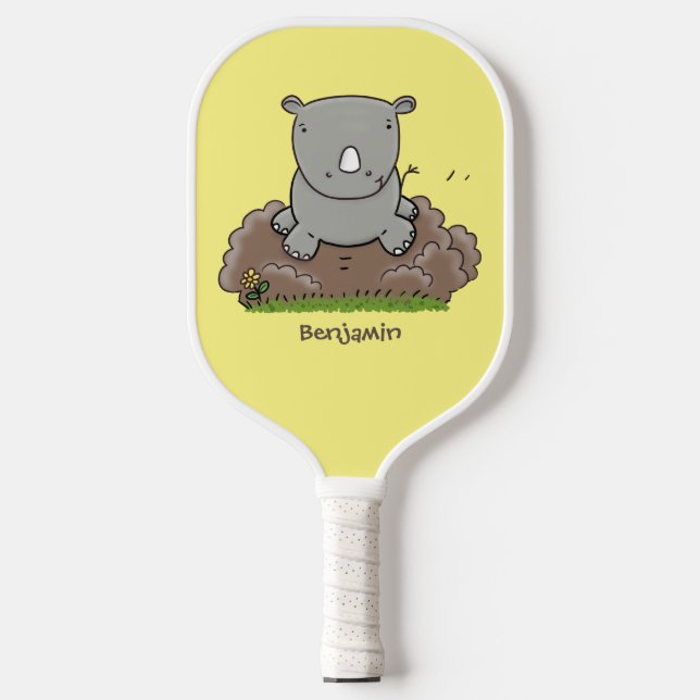 Raquette De Pickleball Illustration d'un petit rhinocéros (Recto)