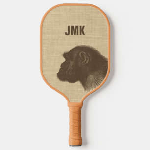 Raquette De Pickleball Illustration vintage du chimpanzé personnalisée
