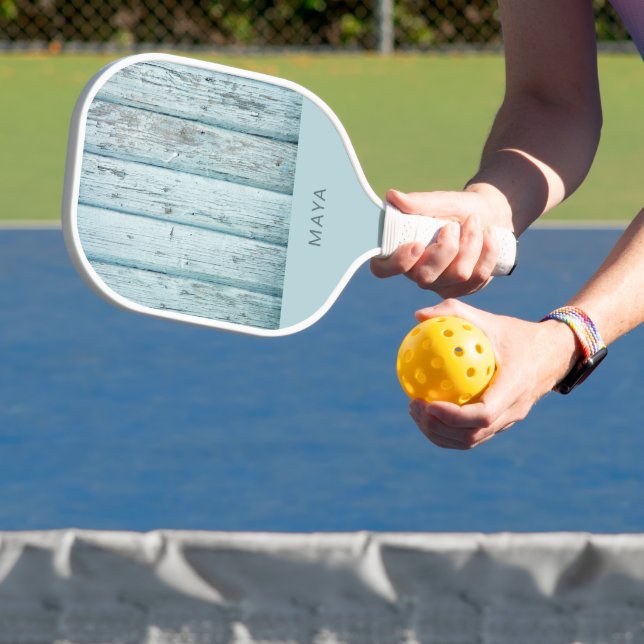 Raquette De Pickleball Impression sur bois Bleu Rustique Personnalisée (Insitu)