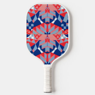 Raquette De Pickleball imprimé abstrait rouge blanc et bleu