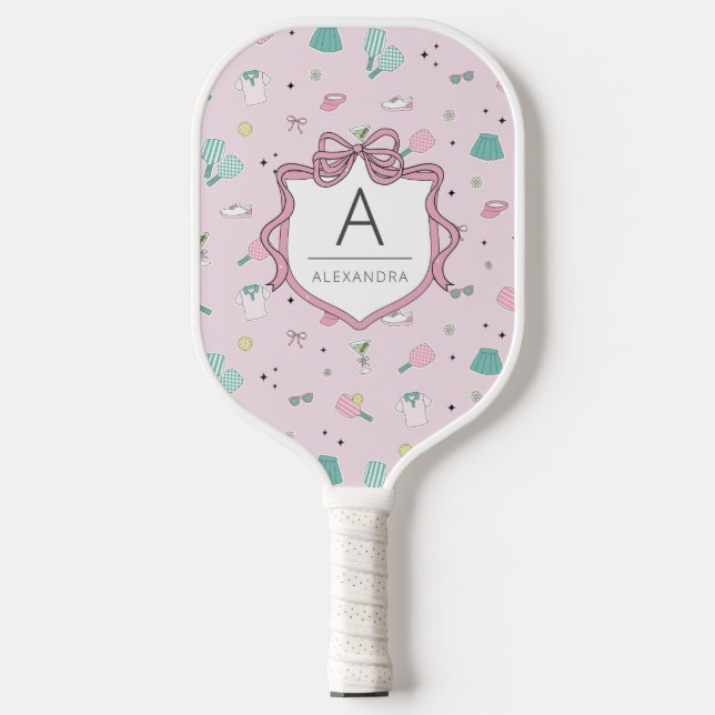Raquette De Pickleball Imprimer un monogramme rose (Recto)