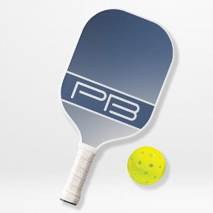 Raquette De Pickleball Initiales Cool Moderne Monogramme Design Gras Bleu