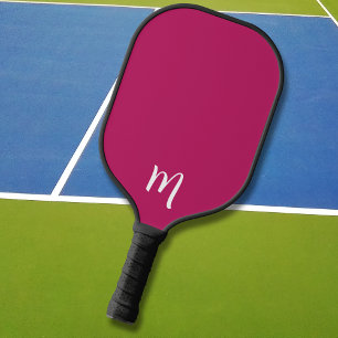 Raquette De Pickleball Initiales de fille en rose   Monogramme Monogramme