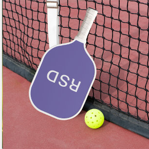 Raquette De Pickleball Initiales de monogramme blanc violet