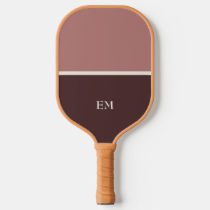 Raquette De Pickleball Initiales de monogramme de rose en terre cuite min